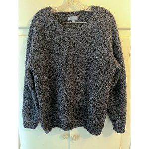 Barefoot Dreams Cozychic Pullover Crew Neck sweater, Black/Blue Merl, Size XL